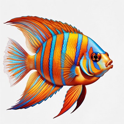 Colorful Angelfish on white background