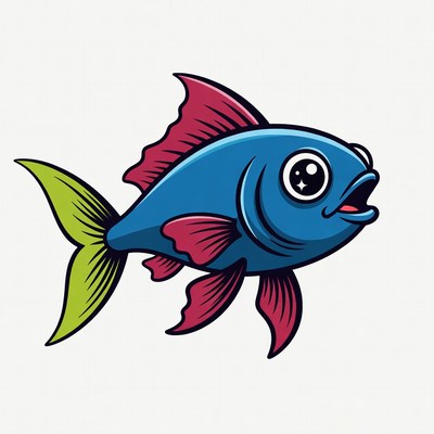 Cute Cartoon Blue Fish