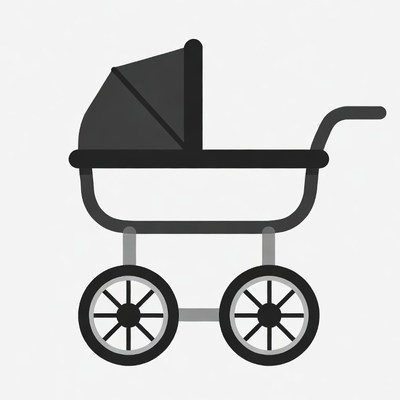 Black Baby Stroller Illustration