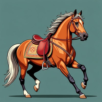 Saddled Horse Illustration