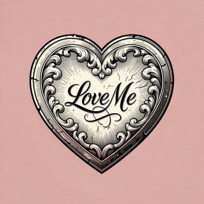 Love Me Ornate Heart Illustration
