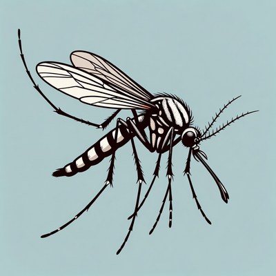 Mosquito illustration on blue background