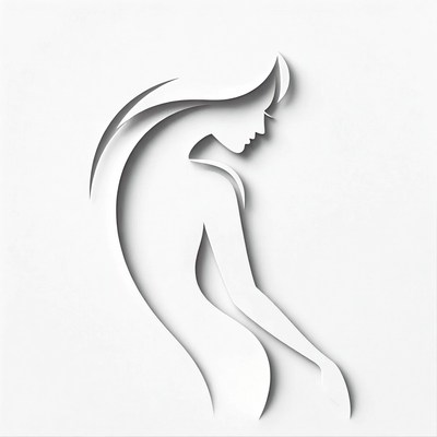 Paper Cut Silhouette of Woman Profile