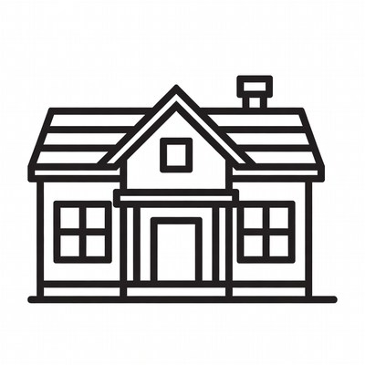 Line drawing house with porch