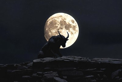Minotaur Silhouette Under Full Moon