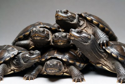 Stack of baby turtles