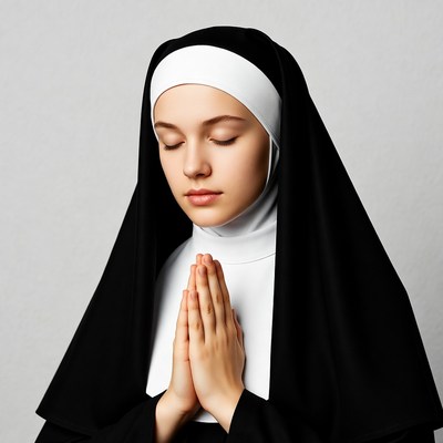 Nun Praying with Hands Together