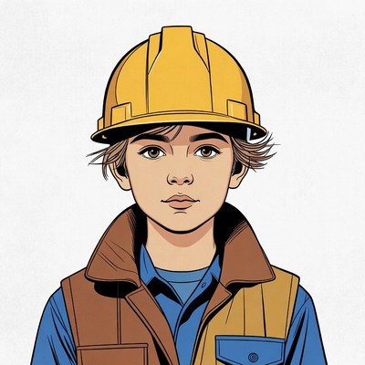 Boy wearing yellow hard hat