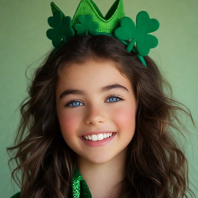 Girl wearing shamrock crown
