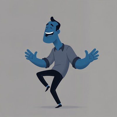 Cartoon man dancing with arms outstretched