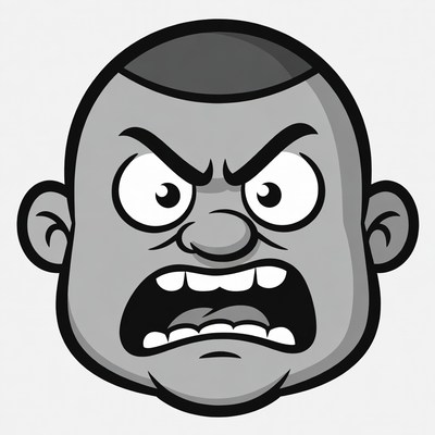 Angry cartoon man face