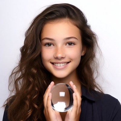 Girl holding glass orb