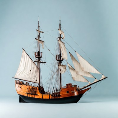 Wooden pirate ship model