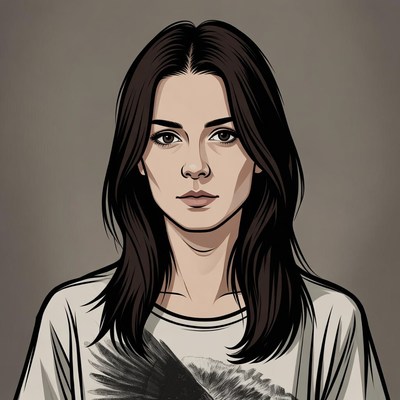 Woman with raven on t-shirt