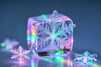 Snowflakes on Ice Cube