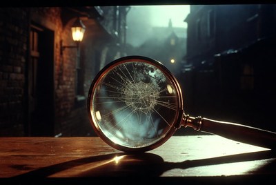 Cracked Magnifying Glass on Table
