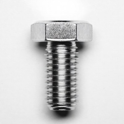 Silver hex bolt close-up