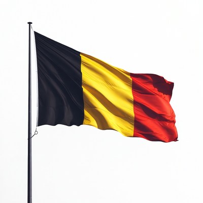 Belgium Flag Waving on Pole