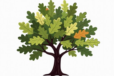 Colorful Oak Tree Illustration