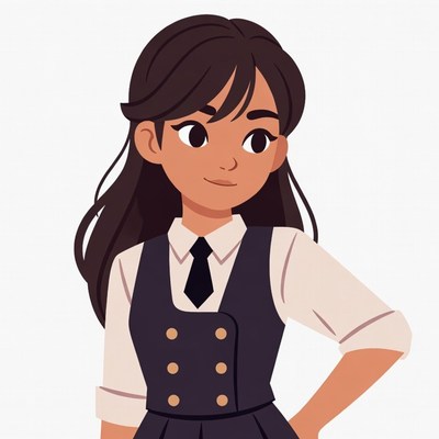 Asian girl in school uniform