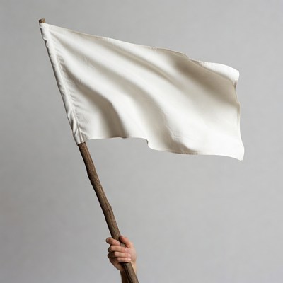 Hand holding white blank flag