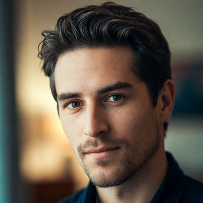 Handsome man with dark hair