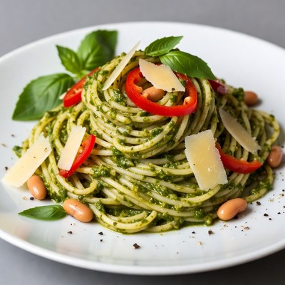 Pesto Pasta with Red Peppers