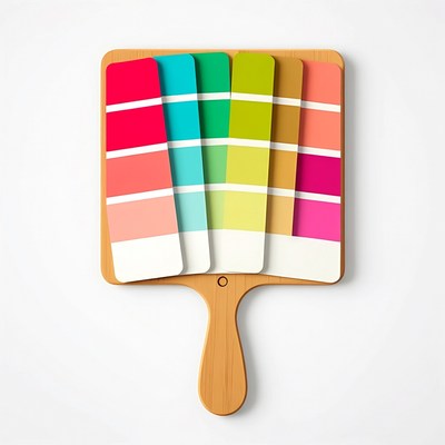 Color swatches on wooden paint palette