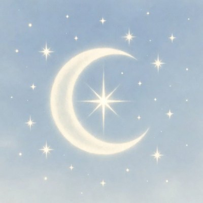 Crescent Moon with Stars