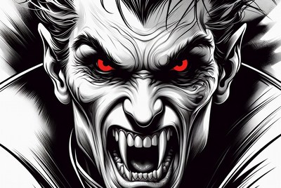 Fierce Vampire with Red Eyes
