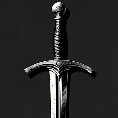 Medieval Sword on Black Background