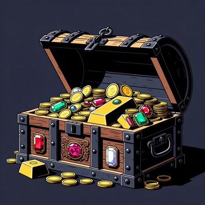 Open Treasure Chest with Gold Coins