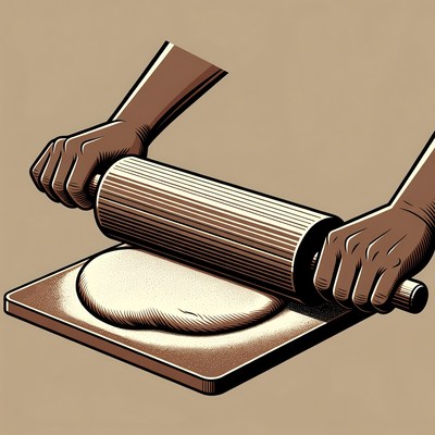 Hands rolling dough with pin