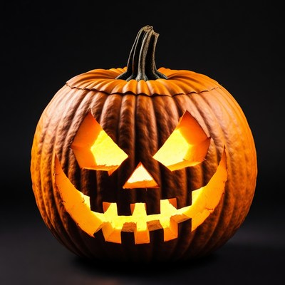 Lit Jack-o'-lantern pumpkin