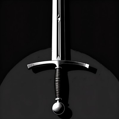 Medieval Sword on Black Background