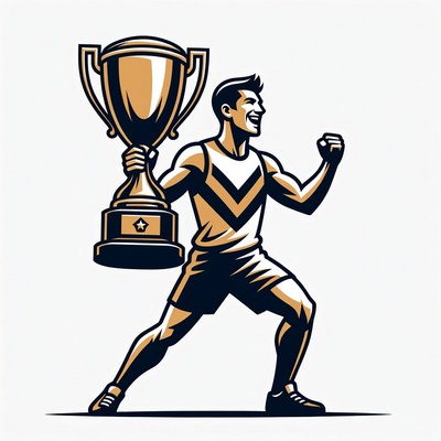 Athlete holding trophy illustration