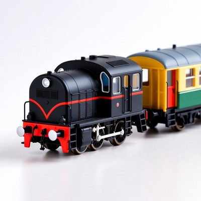 Black Steam Locomotive with Passenger Car