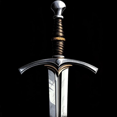 Medieval Sword on Black Background