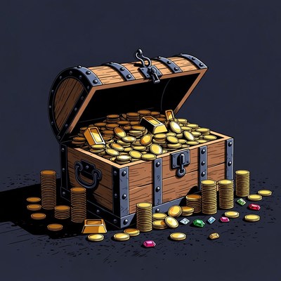 Open Treasure Chest Overflowing Gold Coins