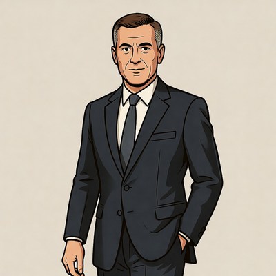 Man in suit with hands in pockets