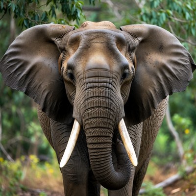 Elephant in green jungle