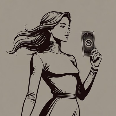 Woman holding tarot card