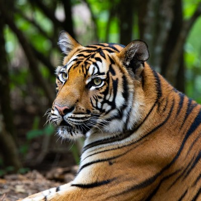 Tiger in green jungle