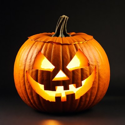 Lit Jack-o'-lantern pumpkin