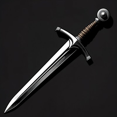 Medieval Sword on Black Background