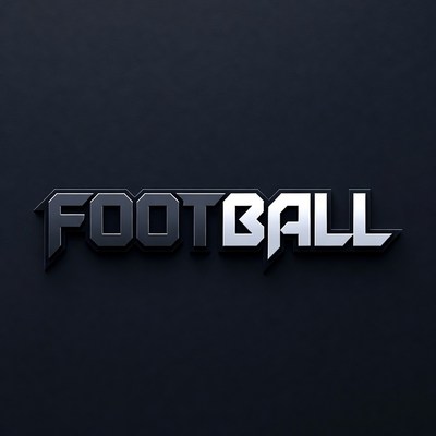 3D Metallic Football Text Logo