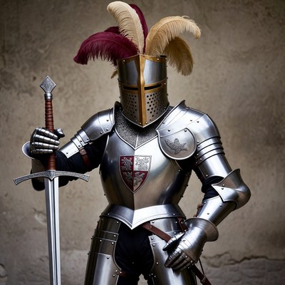 Medieval Knight in Plumed Armor