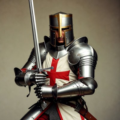 Knight Holding Sword in Armor