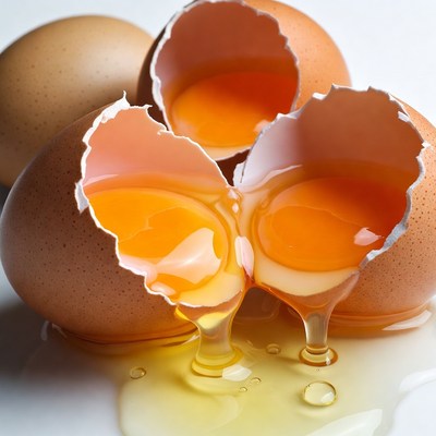 Cracked Eggs with Dripping Yolks
