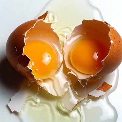 Broken egg with runny yolk